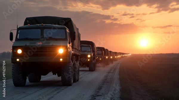 Obraz Military Convoy Crossing European Border