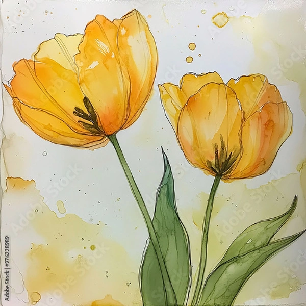 Obraz yellow tulip flowers