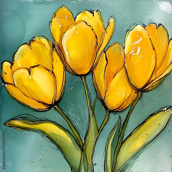 Obraz yellow tulips