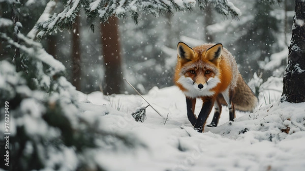 Obraz Fox in a Snowy Forest