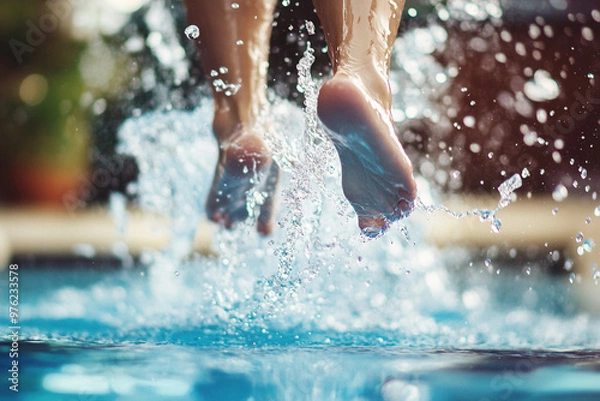 Obraz child jumping in water