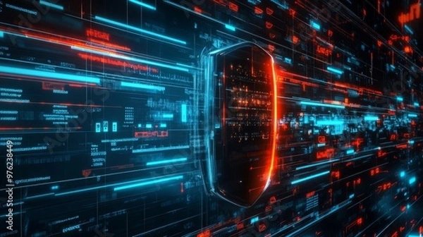 Fototapeta cyber security men working on screen 