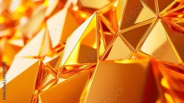 Fototapeta 3d rendering of Gold  и Orange  abstract geometric background. Scene for advertising, technology, showcase, banner, game, sport, cosmetic, business, metaverse. Sci-Fi Illustration. Product display