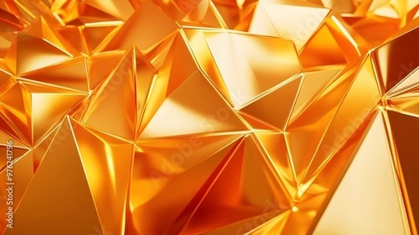 Fototapeta 3d rendering of Gold  и Orange  abstract geometric background. Scene for advertising, technology, showcase, banner, game, sport, cosmetic, business, metaverse. Sci-Fi Illustration. Product display