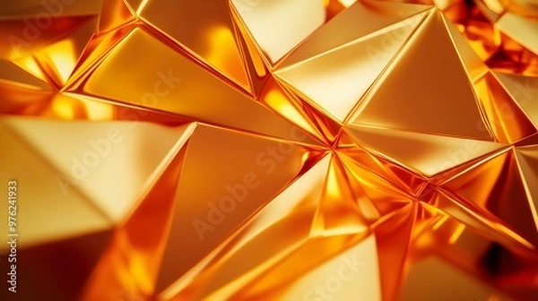 Fototapeta 3d rendering of Gold  и Orange  abstract geometric background. Scene for advertising, technology, showcase, banner, game, sport, cosmetic, business, metaverse. Sci-Fi Illustration. Product display