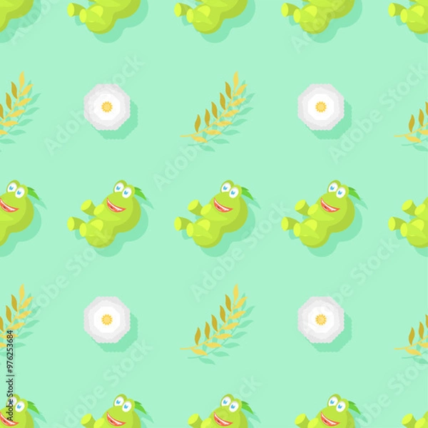 Fototapeta Seamless Pattern Abstract Elements Animal Frog Vector Design Style Background Illustration Texture For Prints Textiles, Clothing, Gift Wrap, Wallpaper, Pastel