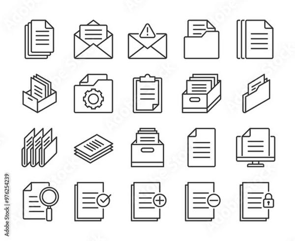 Obraz Documents icon. Document management line icons set. Editable Stroke.
