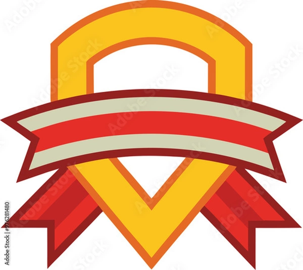 Fototapeta Gold badge ribbon isolated on white background