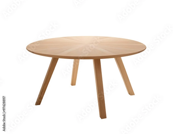 Fototapeta modern round wooden table isolated on transparent background
