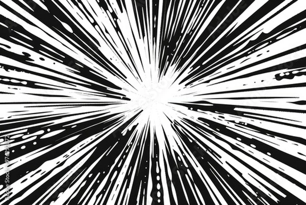 Fototapeta A sudden flash of light in a darkened environment