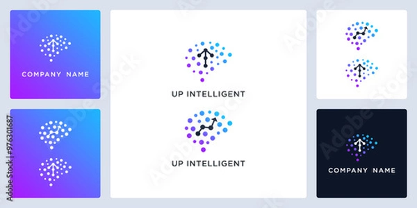 Fototapeta Vector of up intelligent icon and logo design template