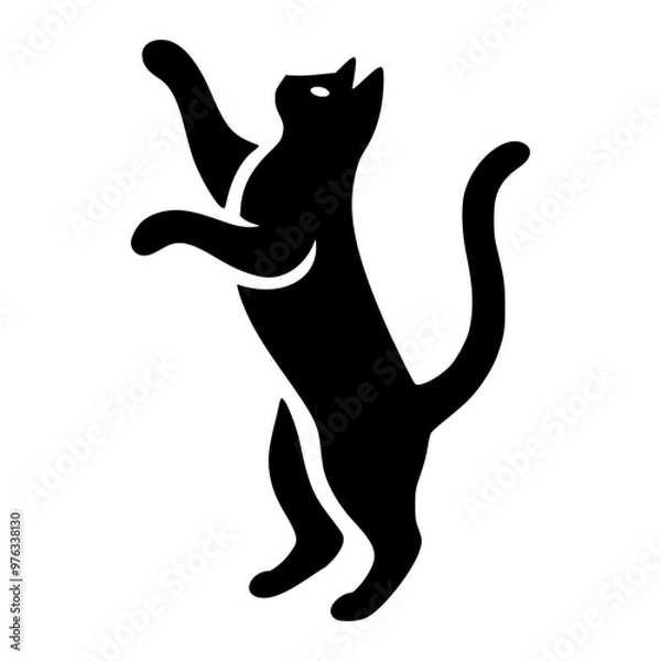 Fototapeta Standing halloween black cat vector art transparent illustration, silhouette black cat vector, monochrome minimal cat svg