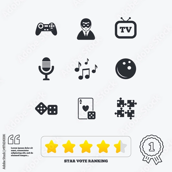 Obraz Entertainment icons. Game, bowling and puzzle.