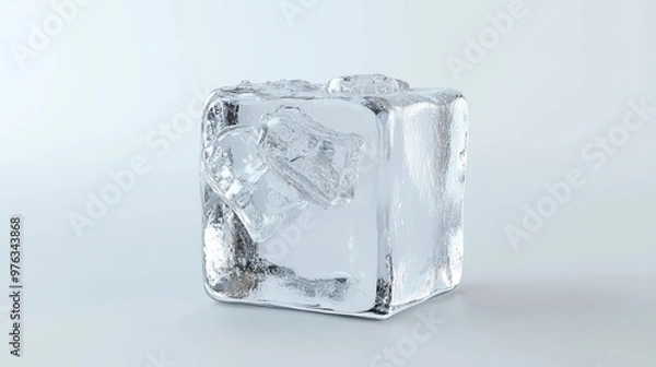 Obraz 3D illustration of a single ice cube isolated on a white background