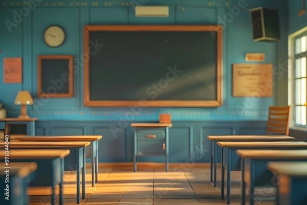Fototapeta A Serene Classroom Setting with Warm Lighting and Classic Decor