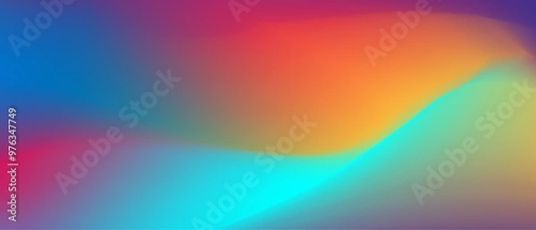 Fototapeta Abstract wave Gradient blue, purple and yellow soft colors. For vector art design with a web banner	
