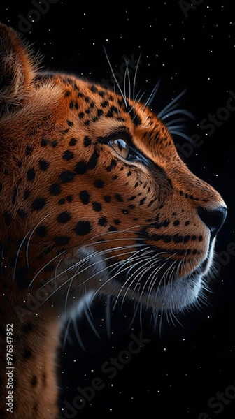 Obraz Portrait of leopard head mobile phone wallpaper, predator carnivore background