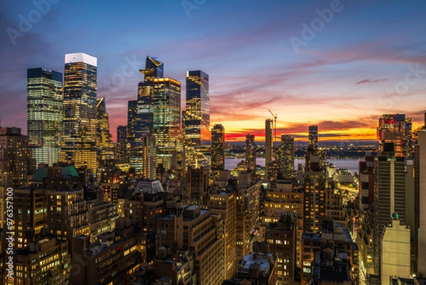 Obraz city skyline at sunset
