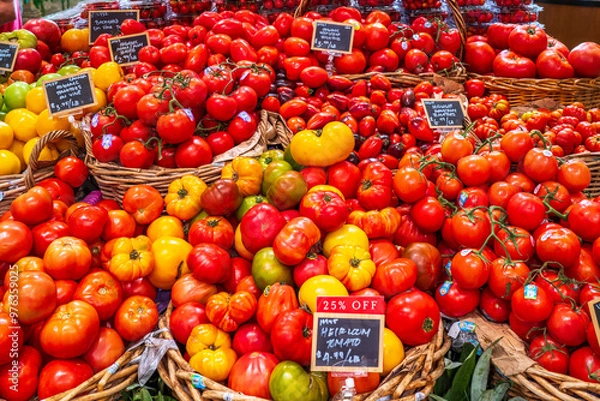 Obraz Fresh Heirloom Tomatoes on display