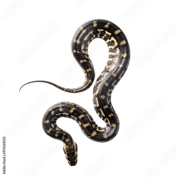 Obraz Top view of snake with natural pattern crawling on transparent background
