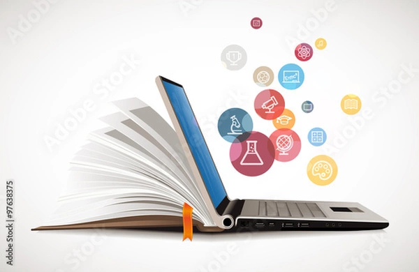 Fototapeta Komunikacja IT - e-learning - sieć internetowa jako baza wiedzy