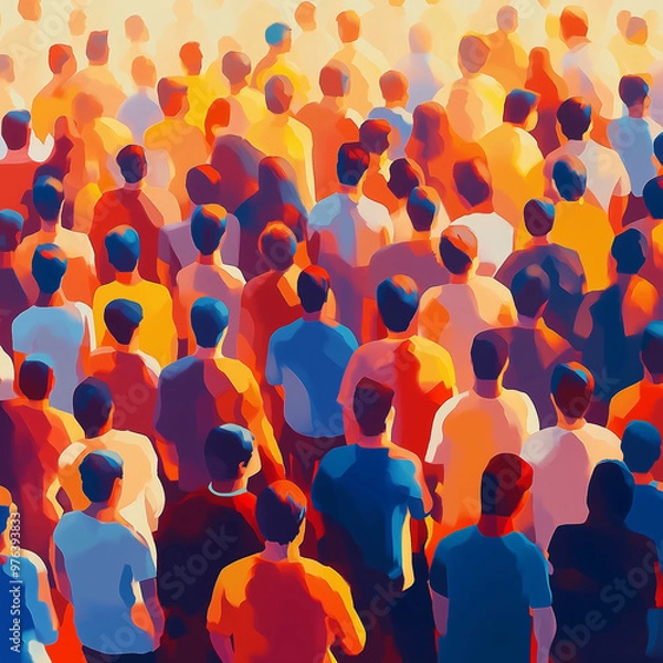 Fototapeta Vibrant crowd with warm colors