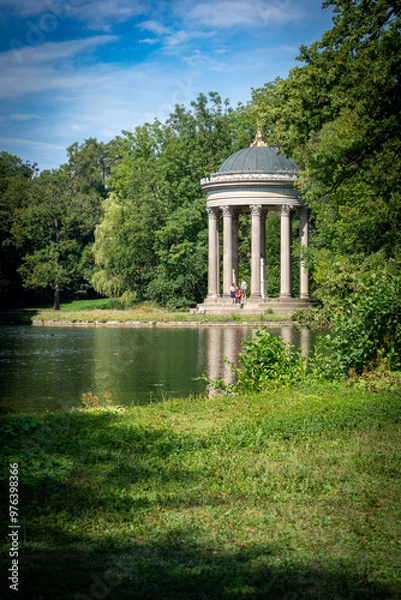 Obraz pavilion in the park on a lake