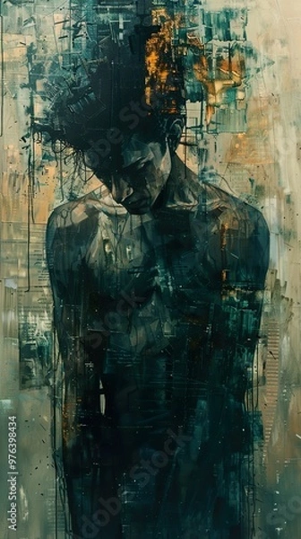 Fototapeta Abstract Portrait of a Man in Melancholy