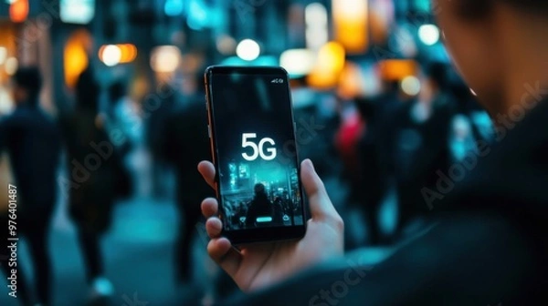 Obraz 5G mobile internet - fast and secure wireless internet connection concept