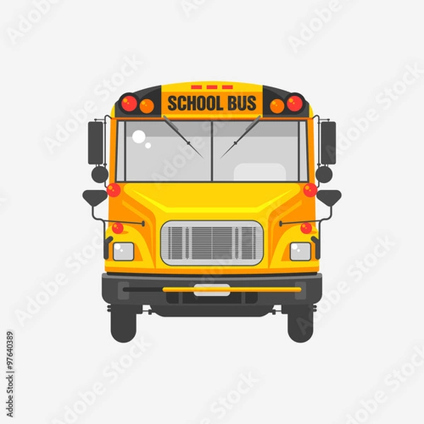 Obraz Flat icon yellow school bus 