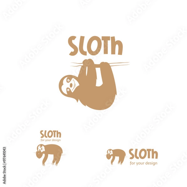 Fototapeta Cartoon sloth  logo. Vector image. Three options of  logo.