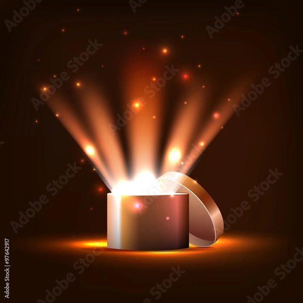 Fototapeta vector ,golden box of light and sparks,