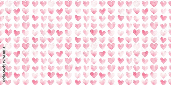 Fototapeta blush and rose quartz color hearts seamless pattern, clean surface texture, white background