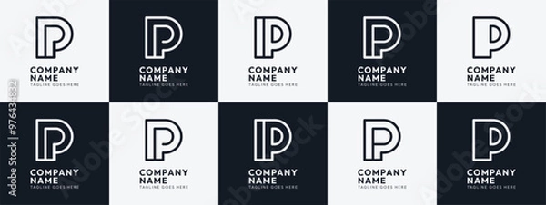 Fototapeta Vector Minimal Set of Five Logos with Letter P