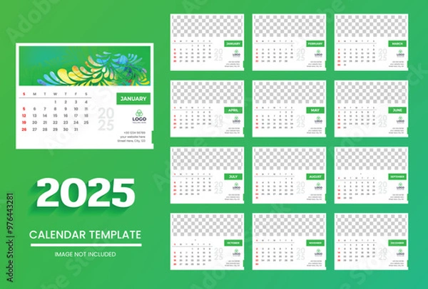 Fototapeta 2025 Calendar Design For Desktop And Card Premium Vector
