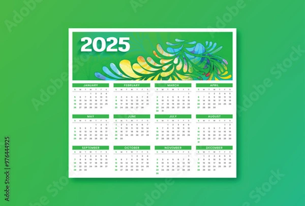 Fototapeta 2025 Calendar Design Premium Vector Card