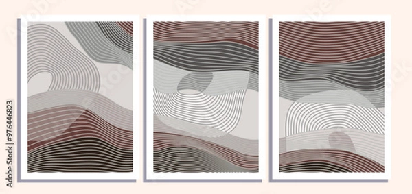 Fototapeta Minimalist Abstract Wall Art Background Vector Illustration With Artistic Brush and Shapes. Set for Wall Art Decoration, Brochure, Cover Design, Postcard and Others.