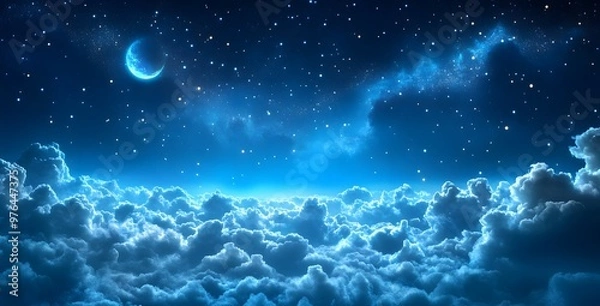 Obraz sky with stars and clouds