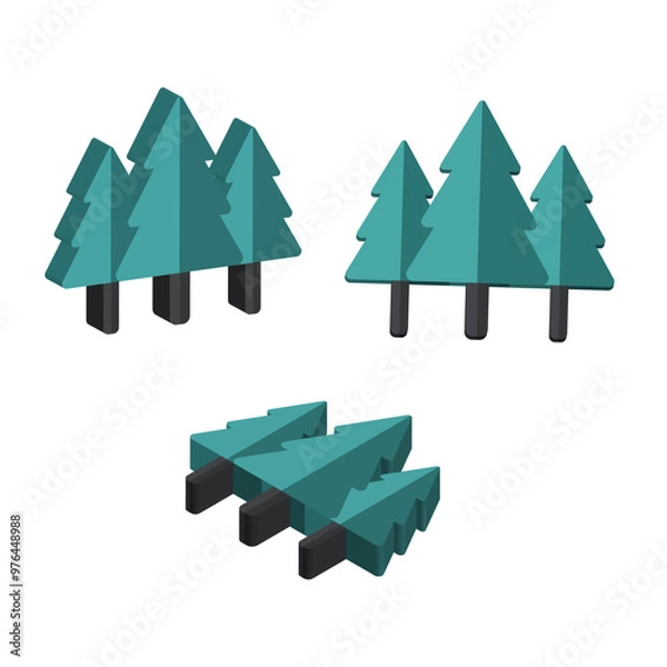 Obraz Teal 3D Pixel Art Trees