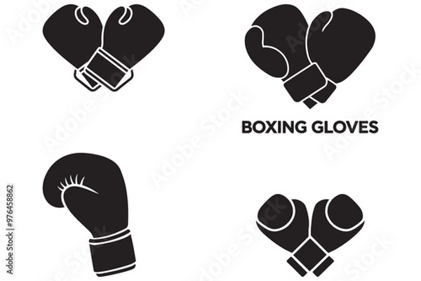 Obraz Boxing gloves vector black silhouette icon on a white background.