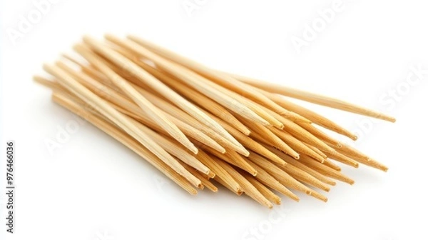Obraz Wooden toothpicks on white background isolate