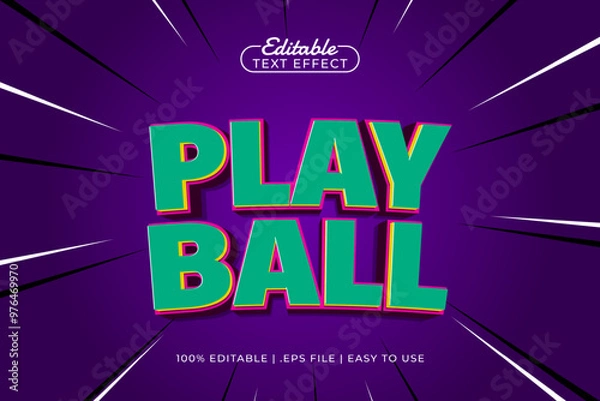 Fototapeta play ball editable text effect with a fun kids text style