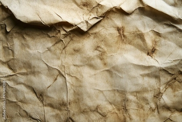 Fototapeta Interesting texture of old paper, darkened by time and dirty, on a white background. Unique vintage texture of old paper about 60-70 years old, ai