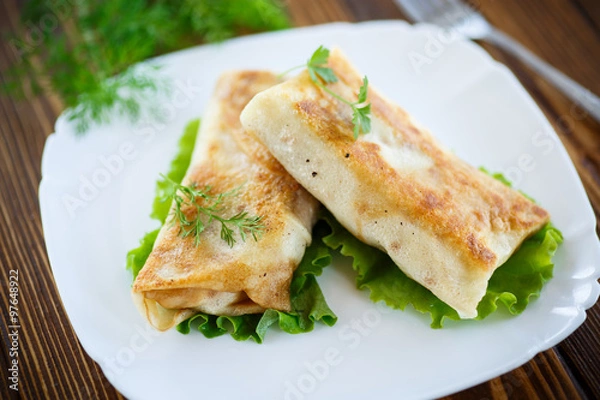 Obraz fried stuffed spring rolls on a plate