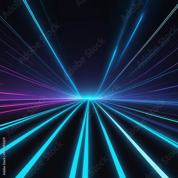 Fototapeta abstract background Neon lines glowing in 3D dynamic speed glowing on dark canvas Wallpaper