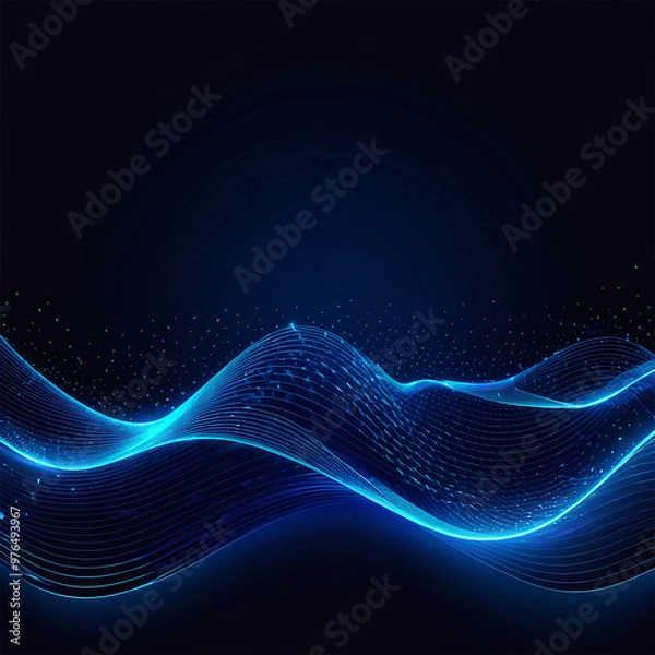 Obraz background abstract blue wave with unique wave dots and lines design