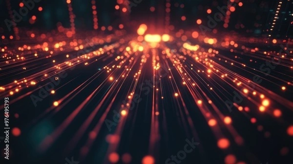 Fototapeta network connections abstract digital background with glowing lines and dots ,Sci-fi looping animation of futuristic background with lines and dots,generative ai