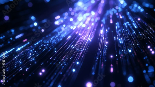 Obraz Vibrant blue and purple light streaks create dynamic visual effect