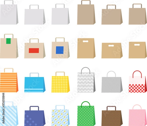 Obraz Vector set of paper shopping bag illustrations with various designs