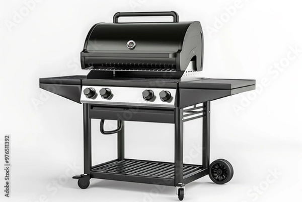 Obraz Electric grill isolated on white background. 3D rendering.